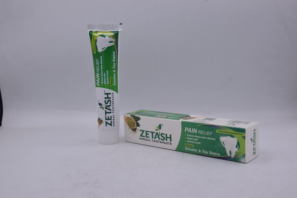 ZETASH Herbal Toothpaste | Pain Relief Formula | Removes Smoker & Tea Stains | Fresh Breath